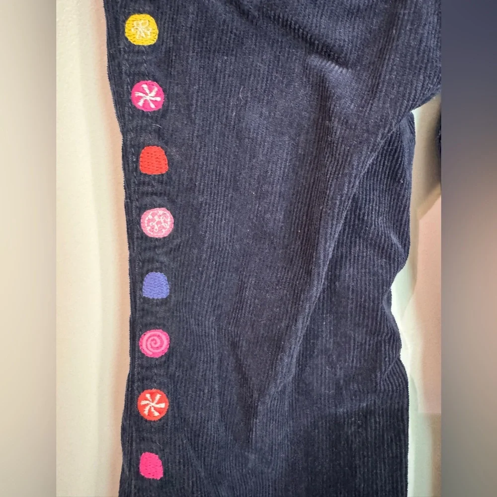 Vintage Gymboree Navy Corduroy Pants with embroidered candies